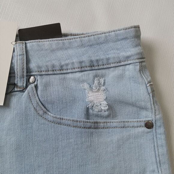 VIP Jeans Light Wash Sculpting Stretch Raw Edge Hem Denim Shorts Women's 23/24 - Picture 7 of 12